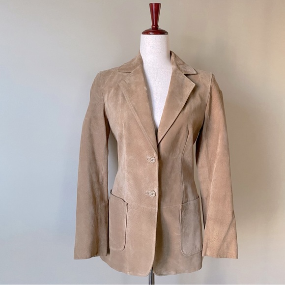 Lord & Taylor Jackets & Blazers - Lord & Taylor Classic Tan Suede Blazer Size 4
